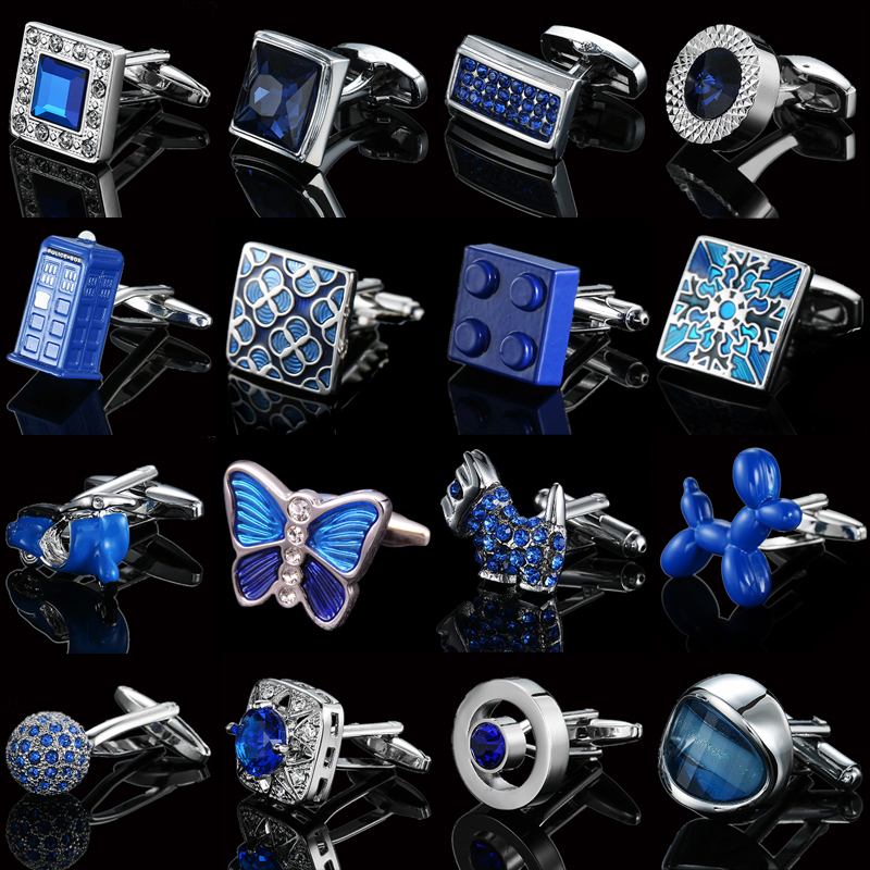 Dress Shirt French Cuff - Men's Cufflinks Blue Butterfly Dog Globe