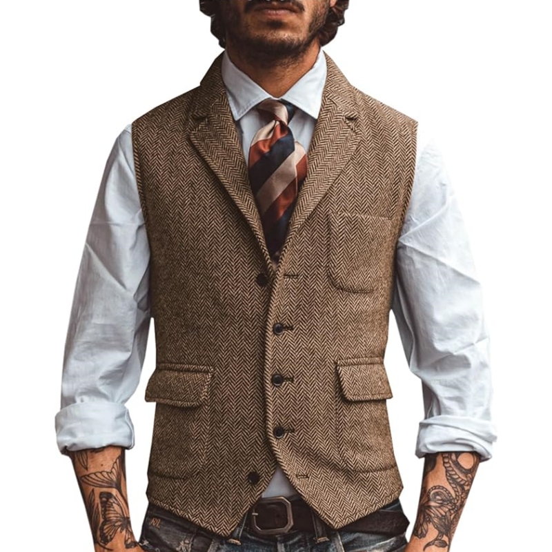 Formal Vest Waistcoat - New V Neck Lapel Men's Suits