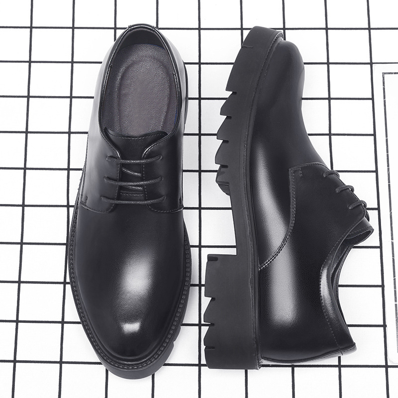 Men Formal Wear Dress - Mens Black Leather Lace Up Dress
