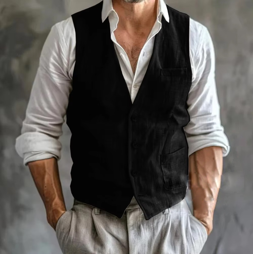 Men's Linen Vest Summer Male G - огляд і ціна Formal Vest Waistcoat