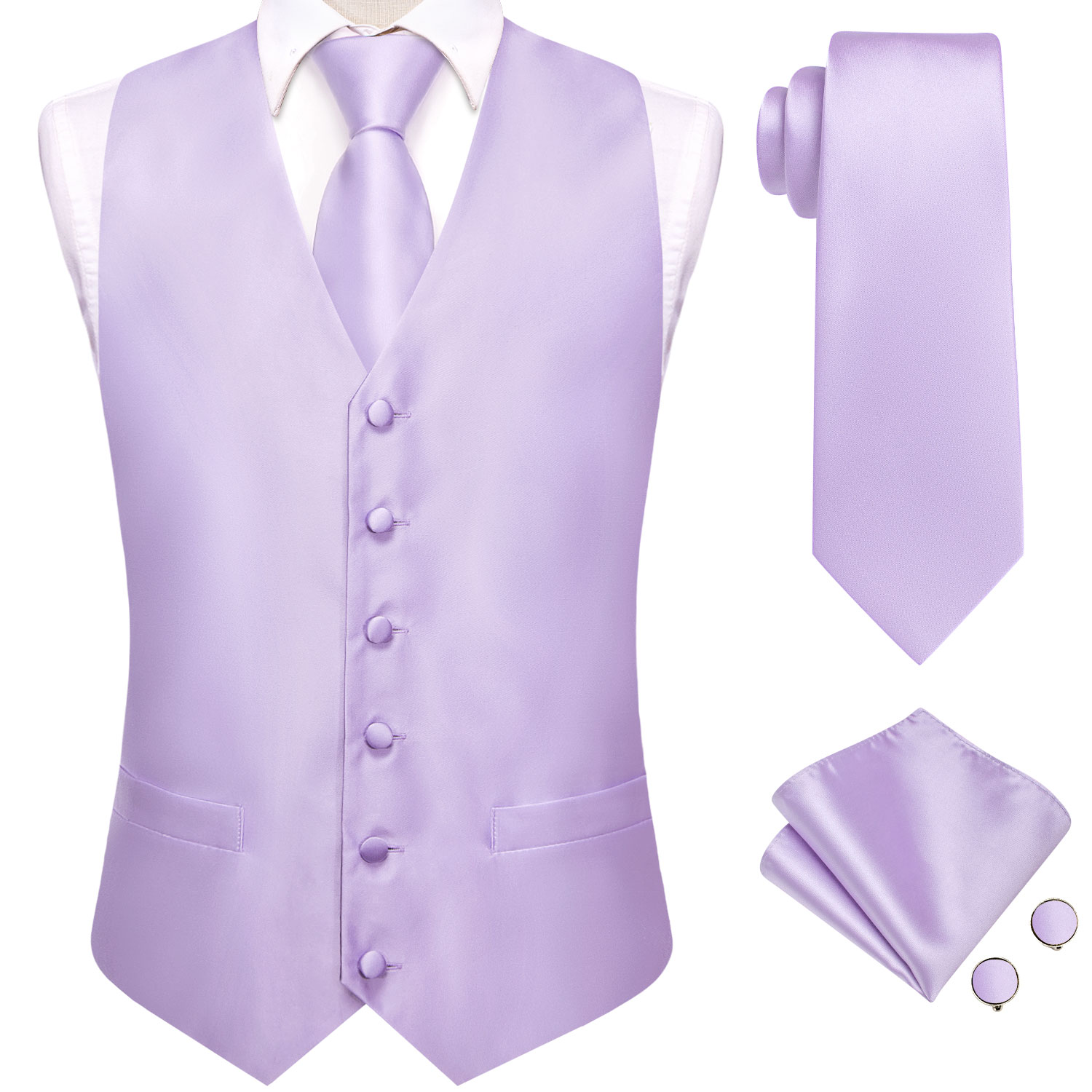 Hi-Tie Solid Voilet Lilac Mens - огляд і ціна Formal Vest Waistcoat