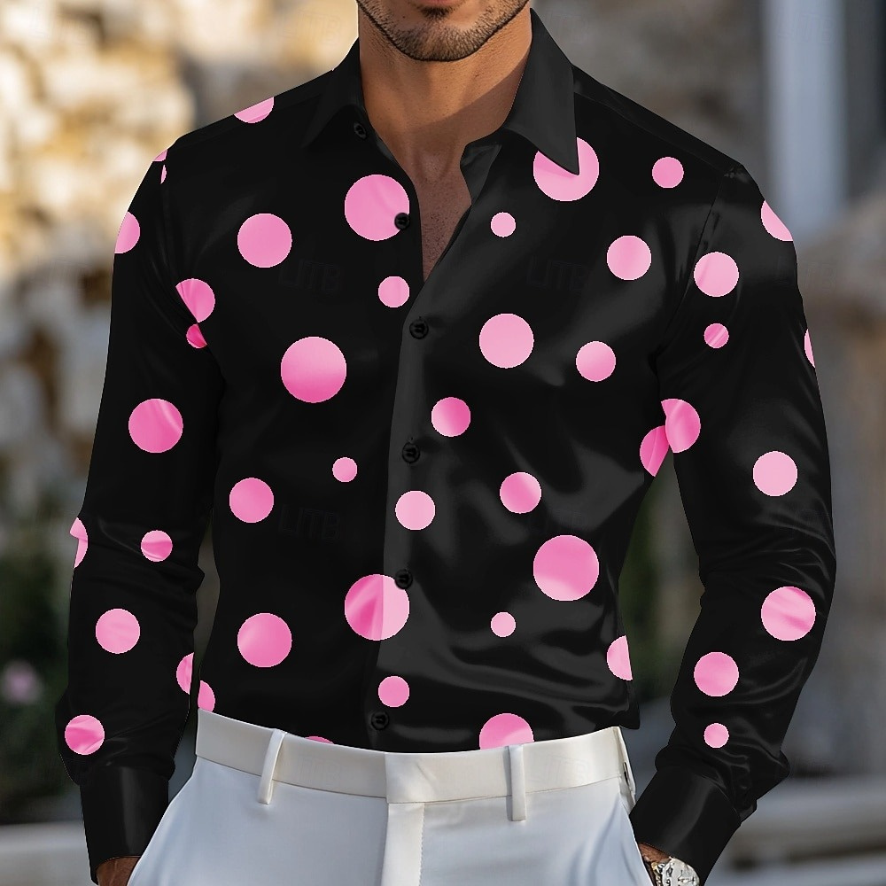 Men's Geometric Polka Dot Shir - огляд і ціна Men Formal Party Wear Shirt