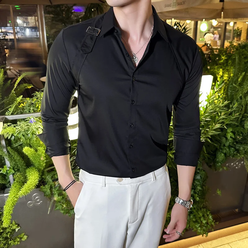 Men Dress Shirt Belt Design Lo - огляд і ціна Men Formal Party Wear Shirt