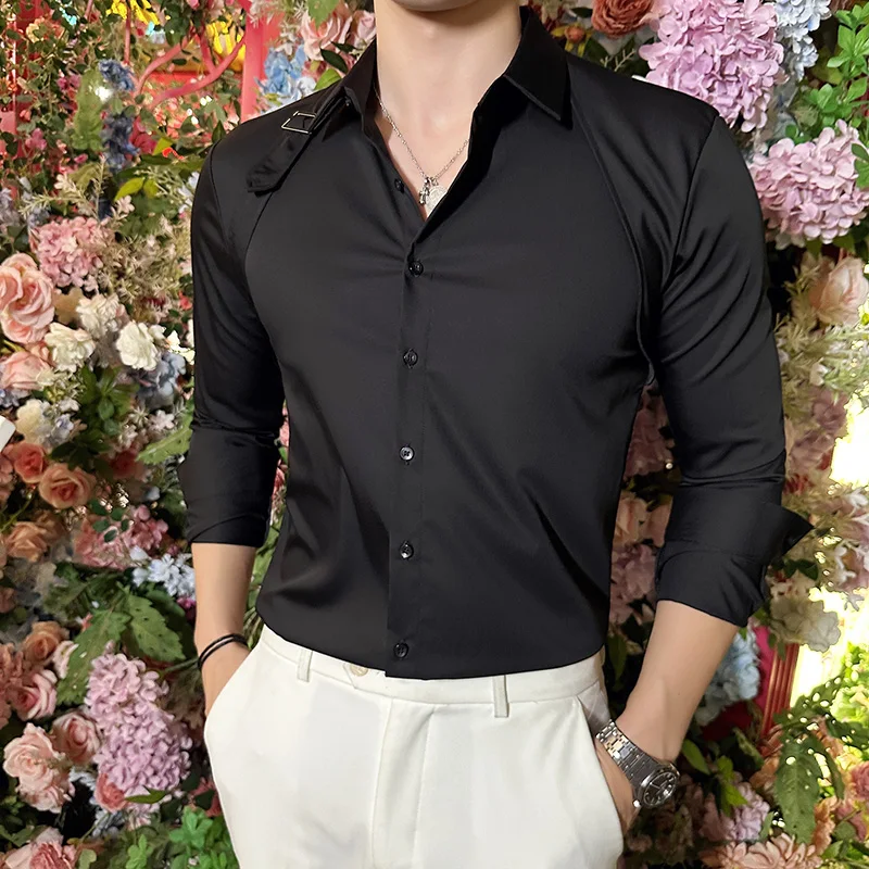 Men Dress Shirt Belt Design Lo - огляд і ціна Men Formal Party Wear Shirt