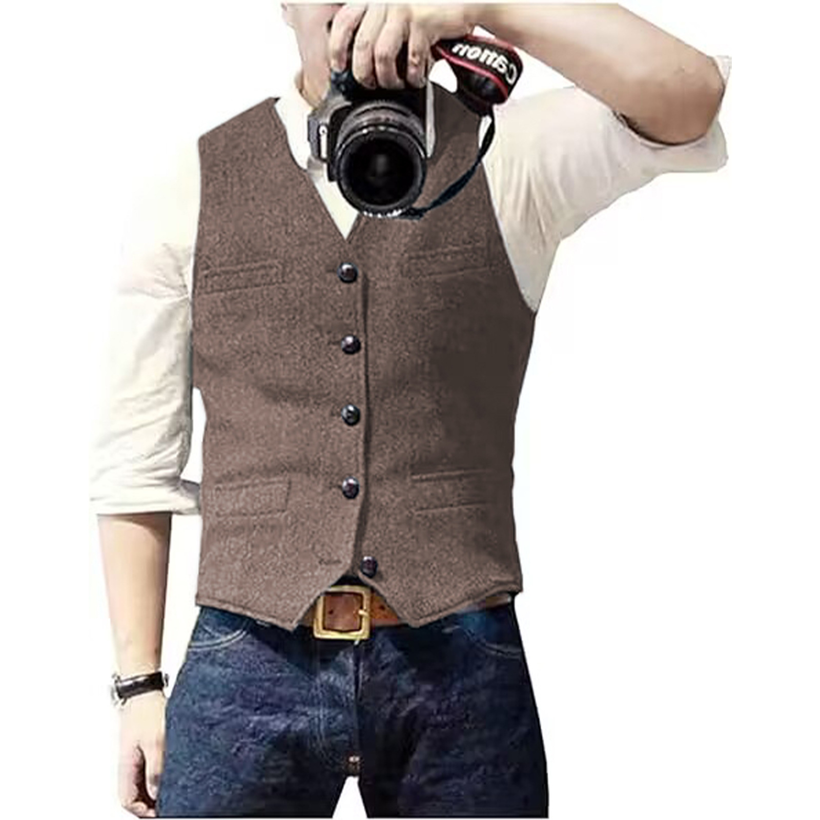 Men's Suit Vest V Neck Wool He - огляд і ціна Formal Vest Waistcoat