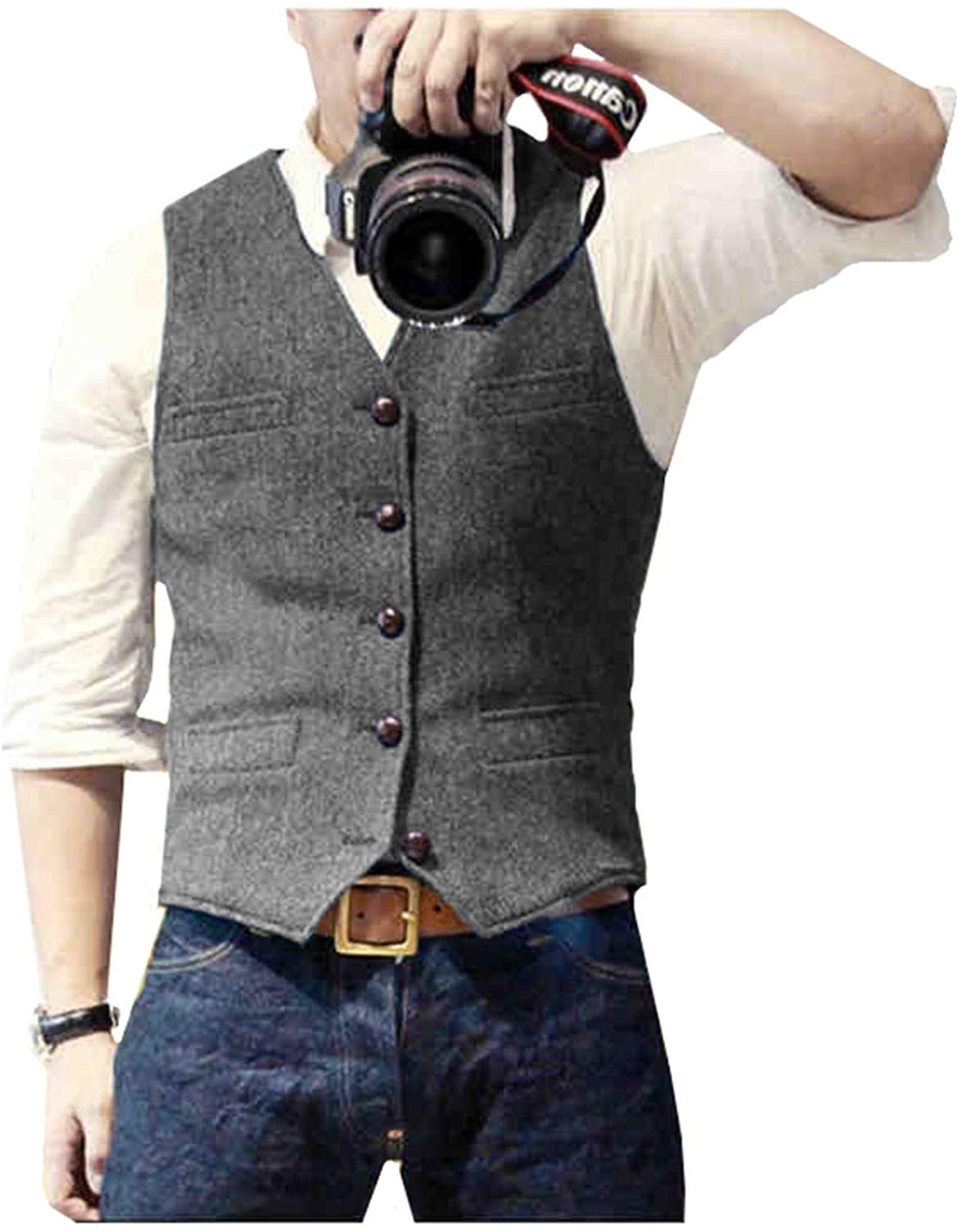 Men's Suit Vest V Neck Wool He - огляд і ціна Formal Vest Waistcoat