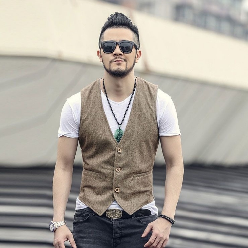 V Neck Men's Linen Vest Single - огляд і ціна Formal Vest Waistcoat