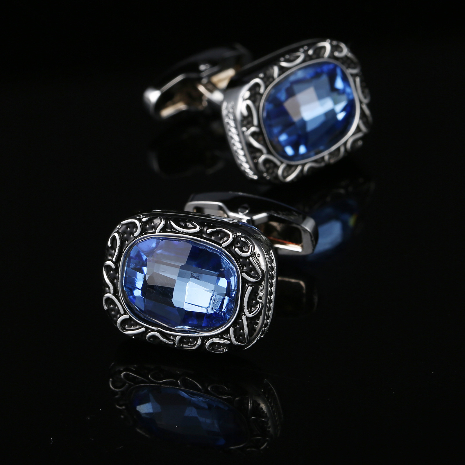 Vintage Pattern Blue Crystal C - огляд і ціна Dress Shirt French Cuff